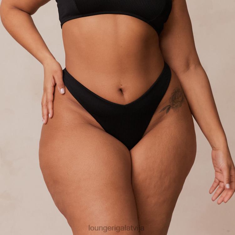 Lounge sievietes melns apakšveļa DJJ8B698 rievotas trīsstūra siksnas