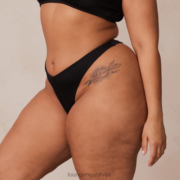 Lounge sievietes melns apakšveļa DJJ8B698 rievotas trīsstūra siksnas