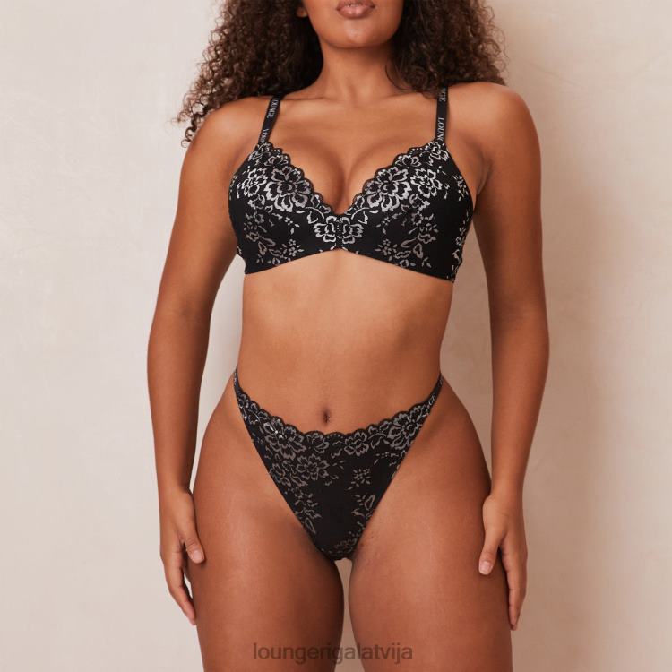 Lounge sievietes melns apakšveļa DJJ8B201 mežģīņu burvju krūšturis un siksnu komplekts