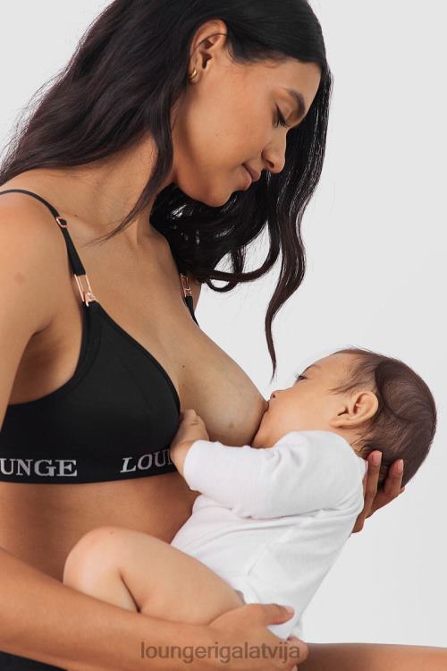Lounge sievietes melns apakšveļa DJJ8B225 barošanas krūšturis un siksnu/biksīšu komplekts