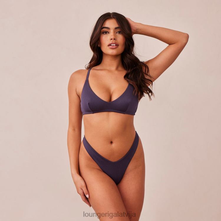 Lounge sievietes ogles zils apakšveļa DJJ8B235 rievotu trīsstūrveida krūšturis un siksnu/biksīšu komplekts
