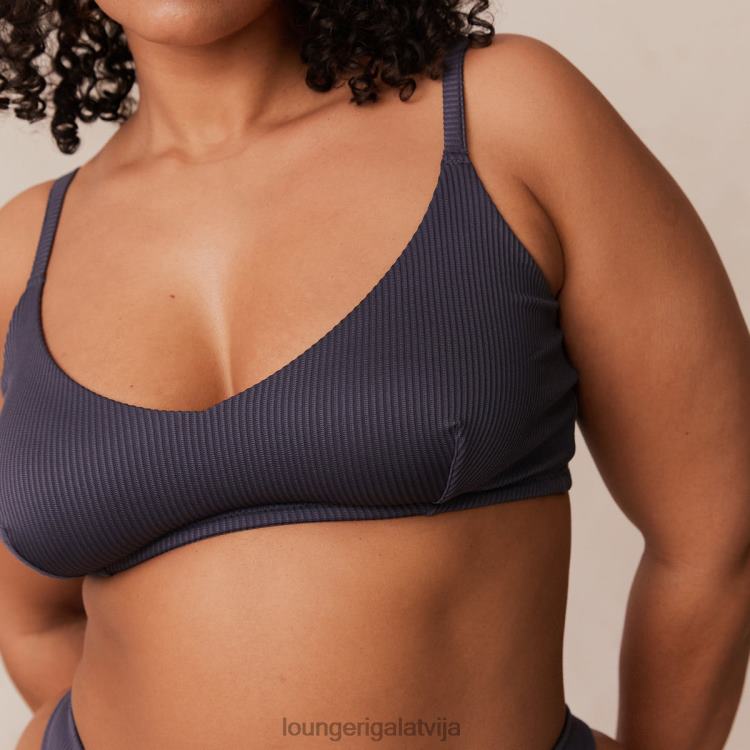 Lounge sievietes ogles zils apakšveļa DJJ8B235 rievotu trīsstūrveida krūšturis un siksnu/biksīšu komplekts