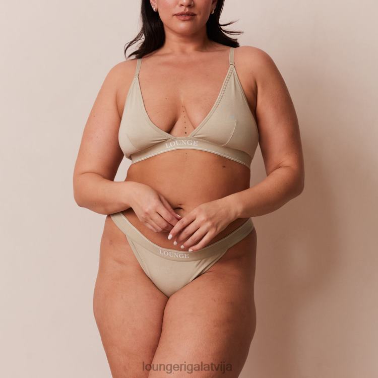 Lounge sievietes olīvu apakšveļa DJJ8B218 bambusa minimālā trīsstūra krūšturis un siksnu/biksīšu komplekts