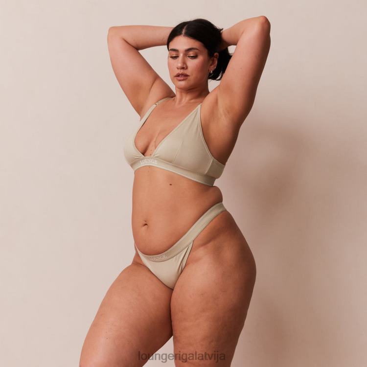 Lounge sievietes olīvu apakšveļa DJJ8B218 bambusa minimālā trīsstūra krūšturis un siksnu/biksīšu komplekts