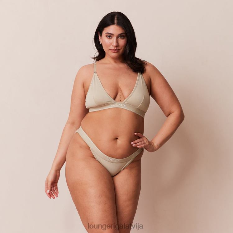 Lounge sievietes olīvu apakšveļa DJJ8B218 bambusa minimālā trīsstūra krūšturis un siksnu/biksīšu komplekts