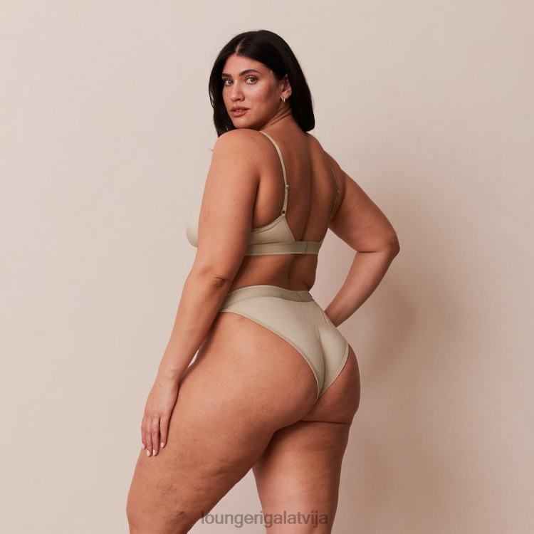 Lounge sievietes olīvu apakšveļa DJJ8B218 bambusa minimālā trīsstūra krūšturis un siksnu/biksīšu komplekts