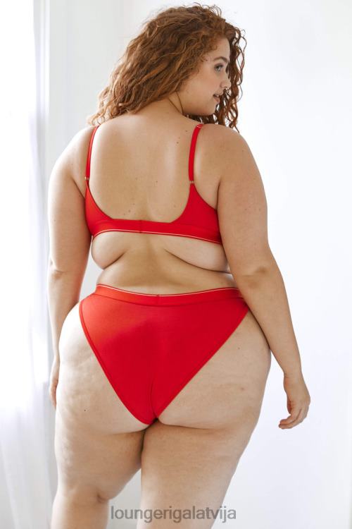 Lounge sievietes sarkans apakšveļa DJJ8B211 bambusa minimālā trīsstūra krūšturis un siksnu/biksīšu komplekts