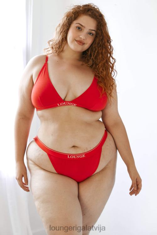 Lounge sievietes sarkans apakšveļa DJJ8B211 bambusa minimālā trīsstūra krūšturis un siksnu/biksīšu komplekts