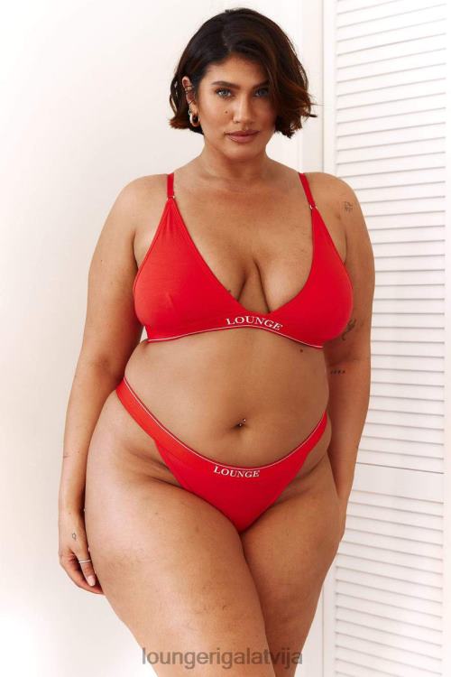 Lounge sievietes sarkans apakšveļa DJJ8B211 bambusa minimālā trīsstūra krūšturis un siksnu/biksīšu komplekts