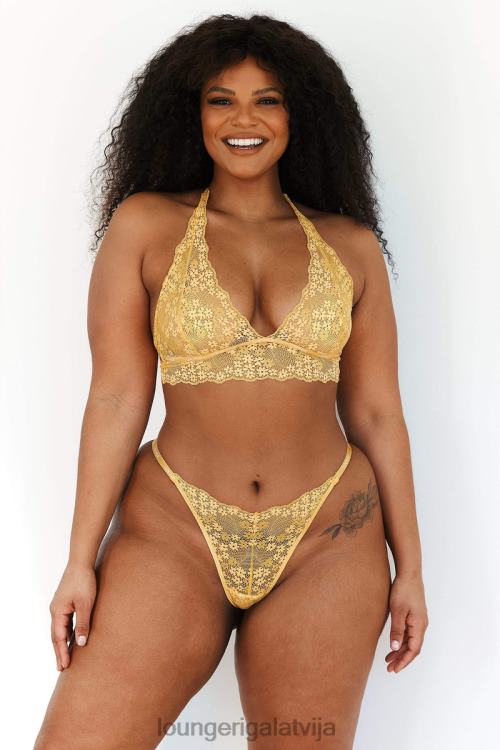 Lounge sievietes sinepes apakšveļa DJJ8B222 mežģīņu trīsstūrveida krūšturis un siksnu/biksīšu komplekts