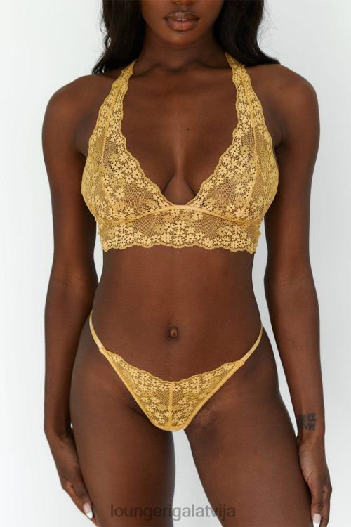 Lounge sievietes sinepes apakšveļa DJJ8B222 mežģīņu trīsstūrveida krūšturis un siksnu/biksīšu komplekts