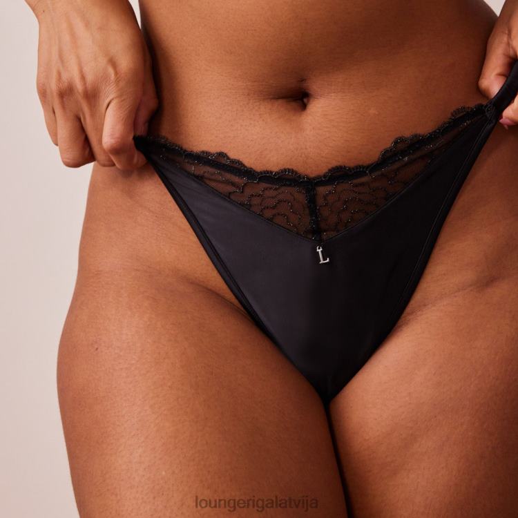 Lounge sievietes melns apakšveļa DJJ8B496 stepētas mežģīnes g-string