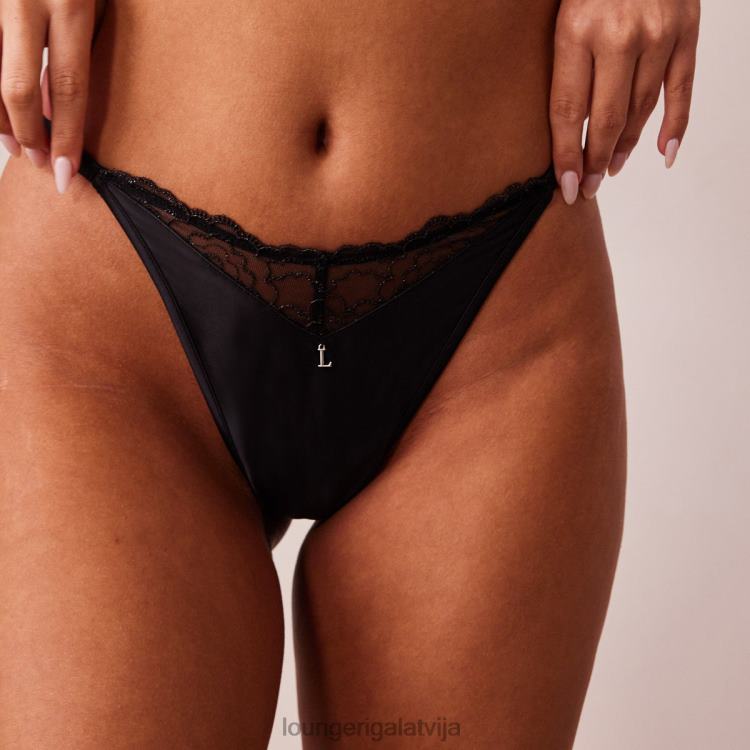 Lounge sievietes melns apakšveļa DJJ8B496 stepētas mežģīnes g-string