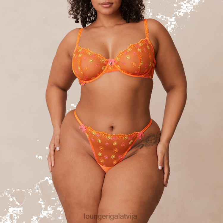 Lounge sievietes apelsīns apakšveļa DJJ8B106 neona balkona krūšturis un g-string komplekts