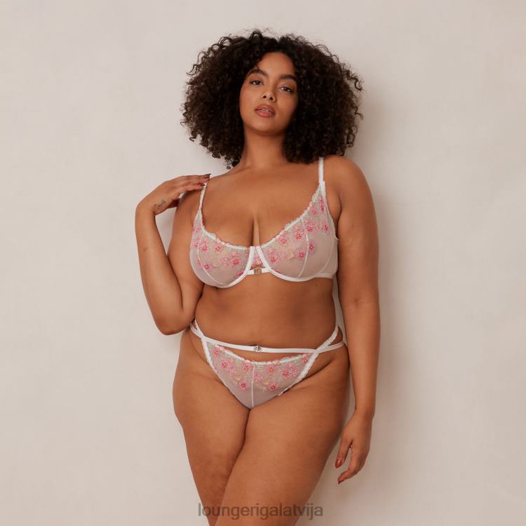 Lounge sievietes balts apakšveļa DJJ8B95 Ditsy izšūts balkona krūšturis un g-string/biksīšu komplekts