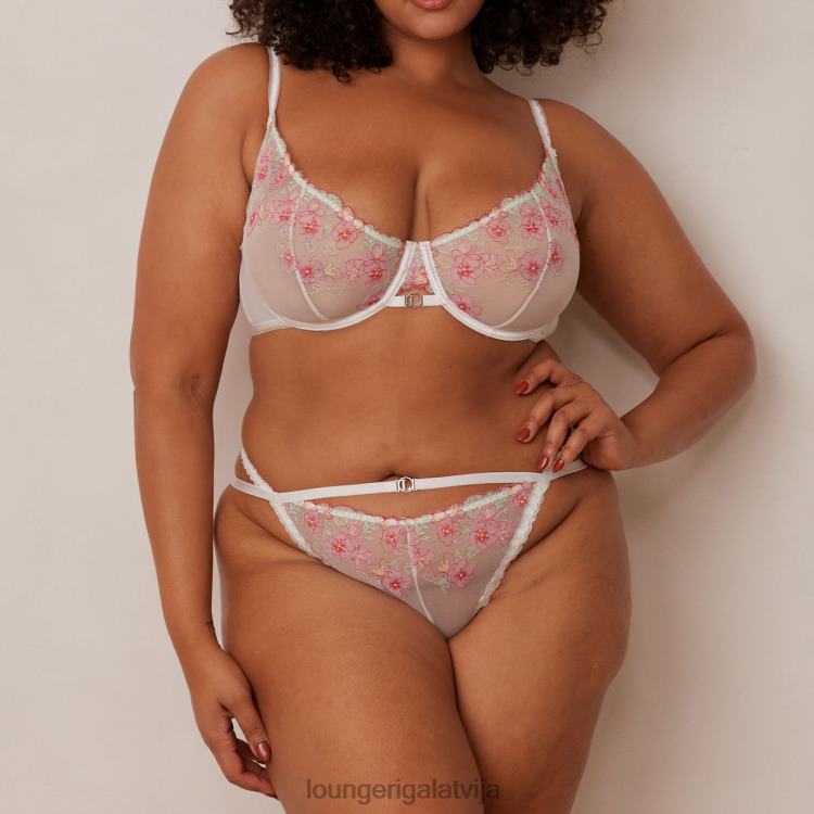 Lounge sievietes balts apakšveļa DJJ8B95 Ditsy izšūts balkona krūšturis un g-string/biksīšu komplekts