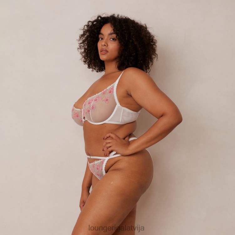 Lounge sievietes balts apakšveļa DJJ8B95 Ditsy izšūts balkona krūšturis un g-string/biksīšu komplekts