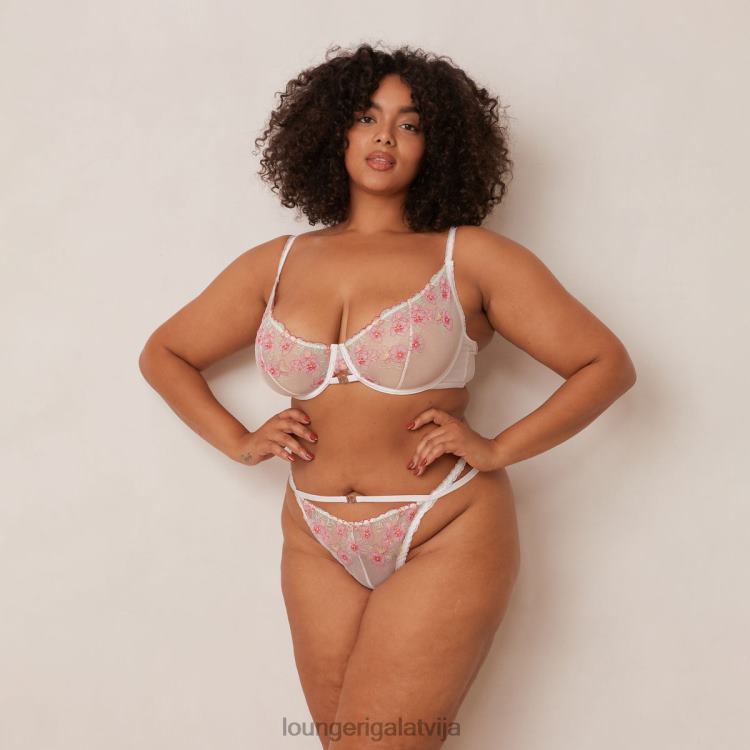 Lounge sievietes balts apakšveļa DJJ8B95 Ditsy izšūts balkona krūšturis un g-string/biksīšu komplekts