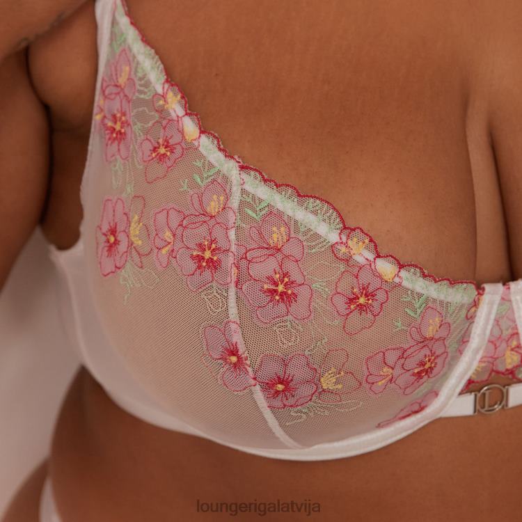 Lounge sievietes balts apakšveļa DJJ8B95 Ditsy izšūts balkona krūšturis un g-string/biksīšu komplekts