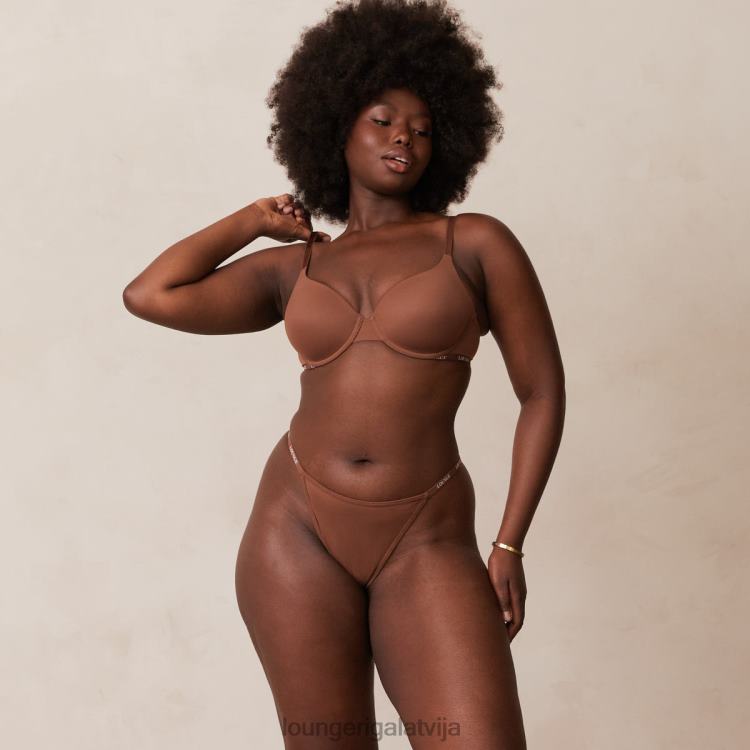 Lounge sievietes kastanis apakšveļa DJJ8B146 gluds klasisks t-kreklu krūšturis un siksnu/biksīšu komplekts