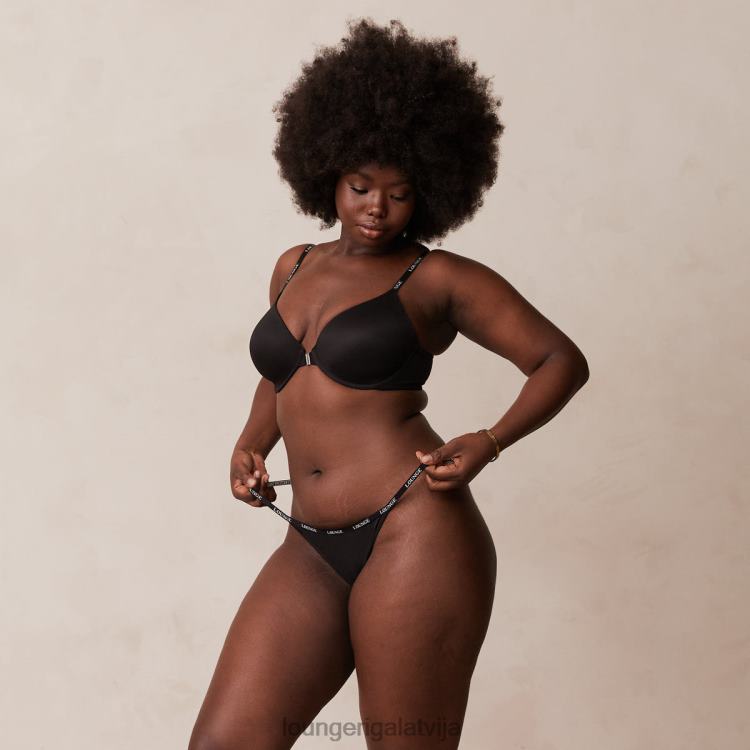 Lounge sievietes melns apakšveļa DJJ8B155 gluds priekšpuses stiprinājums T-kreklu krūšturis un siksnu/biksīšu komplekts