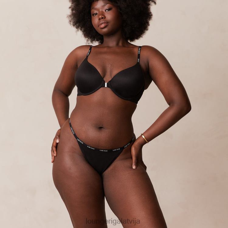 Lounge sievietes melns apakšveļa DJJ8B155 gluds priekšpuses stiprinājums T-kreklu krūšturis un siksnu/biksīšu komplekts