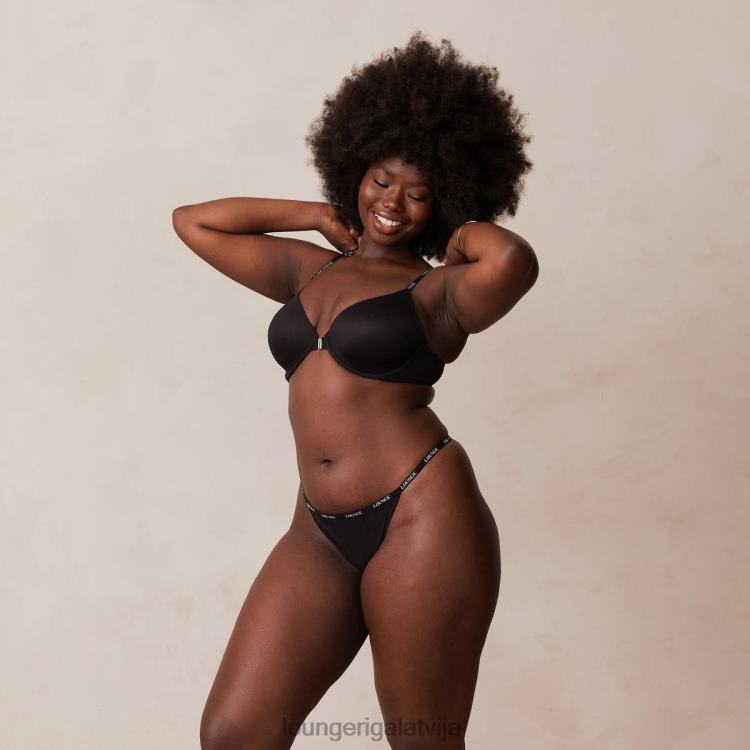 Lounge sievietes melns apakšveļa DJJ8B155 gluds priekšpuses stiprinājums T-kreklu krūšturis un siksnu/biksīšu komplekts