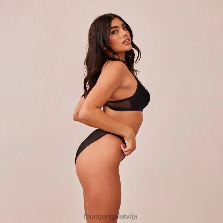 Lounge sievietes melns apakšveļa DJJ8B161 stepēts mežģīņu balkona krūšturis un g-string/biksīšu komplekts