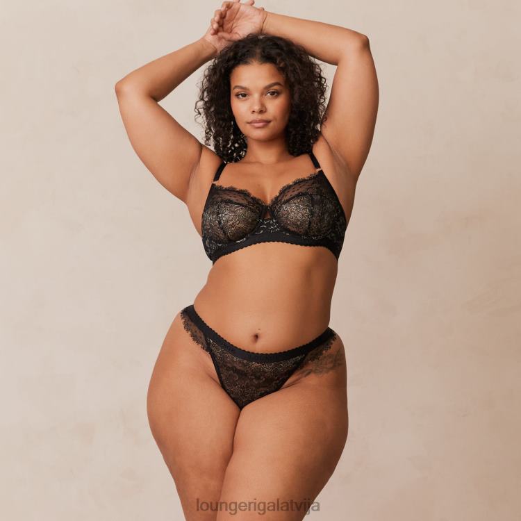 Lounge sievietes melns apakšveļa DJJ8B22 vēlmes balkona krūšturis un siksnu/biksīšu komplekts