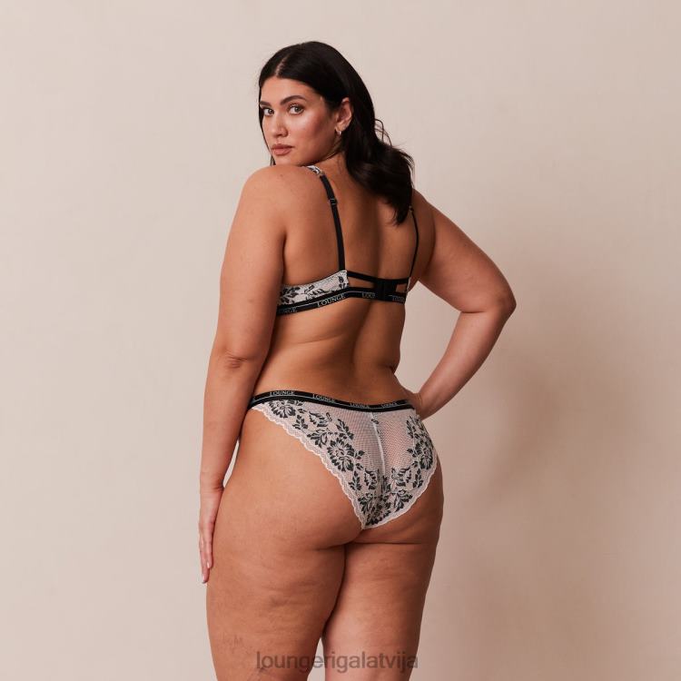 Lounge sievietes melns apakšveļa DJJ8B4 luksusa balkona krūšturis un siksnu/biksīšu komplekts