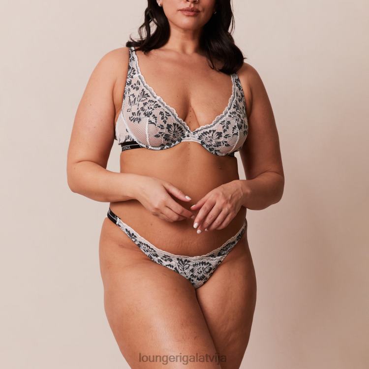 Lounge sievietes melns apakšveļa DJJ8B4 luksusa balkona krūšturis un siksnu/biksīšu komplekts