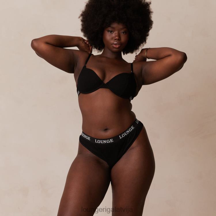 Lounge sievietes melns apakšveļa DJJ8B64 īpaši komfortabls rievotu t kreklu krūšturis un siksnu komplekts