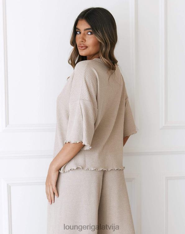 Lounge sievietes ūdele apģērbu DJJ8B918 mīksts vafeļu pidžamas tops