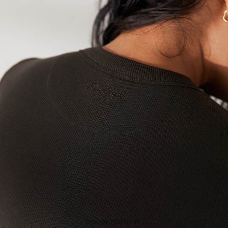 Lounge sievietes mazgāta melnā krāsā apģērbu DJJ8B801 rievotu t-kreklu bodijs x jess hunt