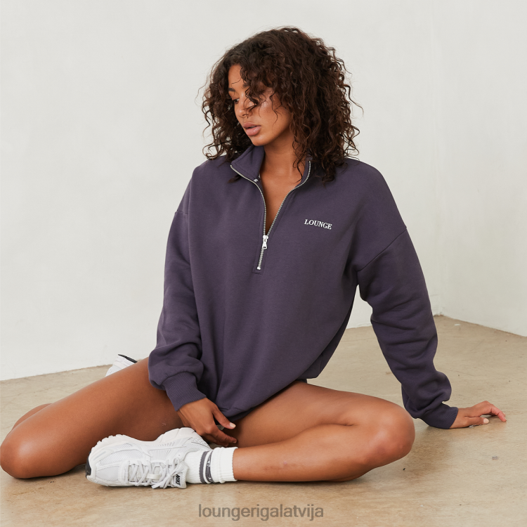 Lounge sievietes kūpināta zila apģērbu DJJ8B874 būtisks lielizmēra ceturtdaļas rāvējslēdzēja džemperis