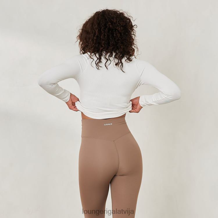 Lounge sievietes gandrīz balts apģērbu DJJ8B840 būtisks rievotu tops ar garām piedurknēm