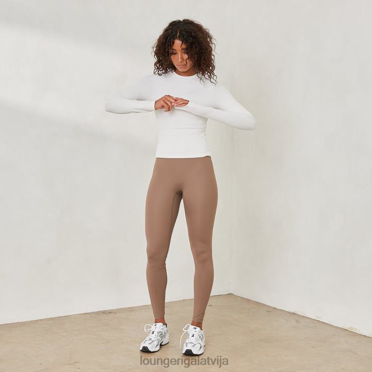 Lounge sievietes gandrīz balts apģērbu DJJ8B840 būtisks rievotu tops ar garām piedurknēm