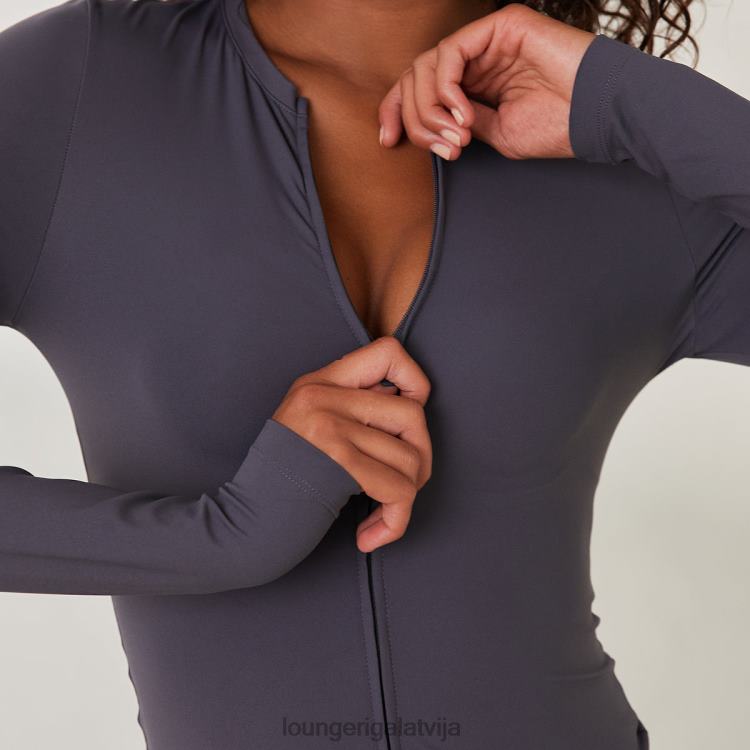 Lounge sievietes kūpināta zila apģērbu DJJ8B861 būtisks tops ar rāvējslēdzēju ar garām piedurknēm