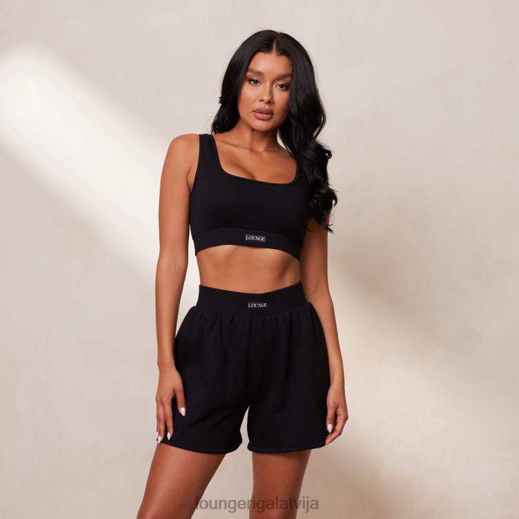 Lounge sievietes melns apģērbu DJJ8B858 būtisks crop top un šortu komplekts