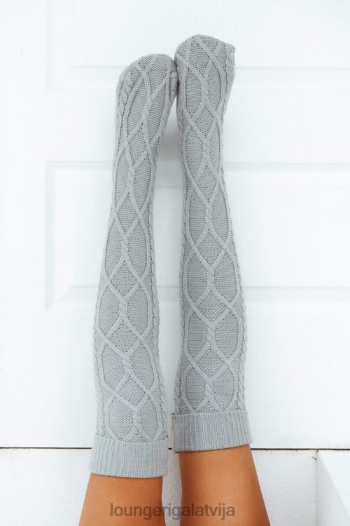 Lounge sievietes pelēks apģērbu DJJ8B915 omulīgas adītas zeķes līdz ceļiem
